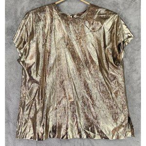 Fitting Image Shirt Womens 18W Gold Metallic Retro Grannycore Vintage Made USA